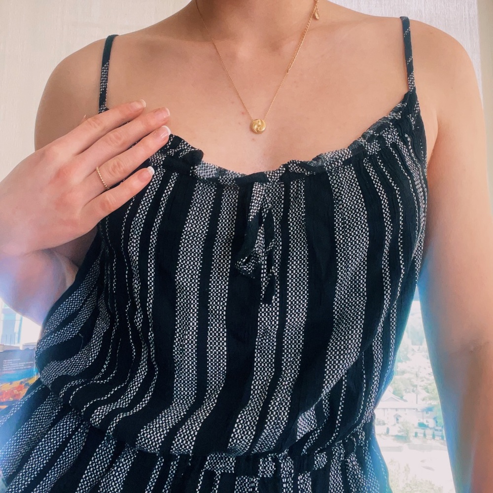 1. State Black and White Cinched Summer Top